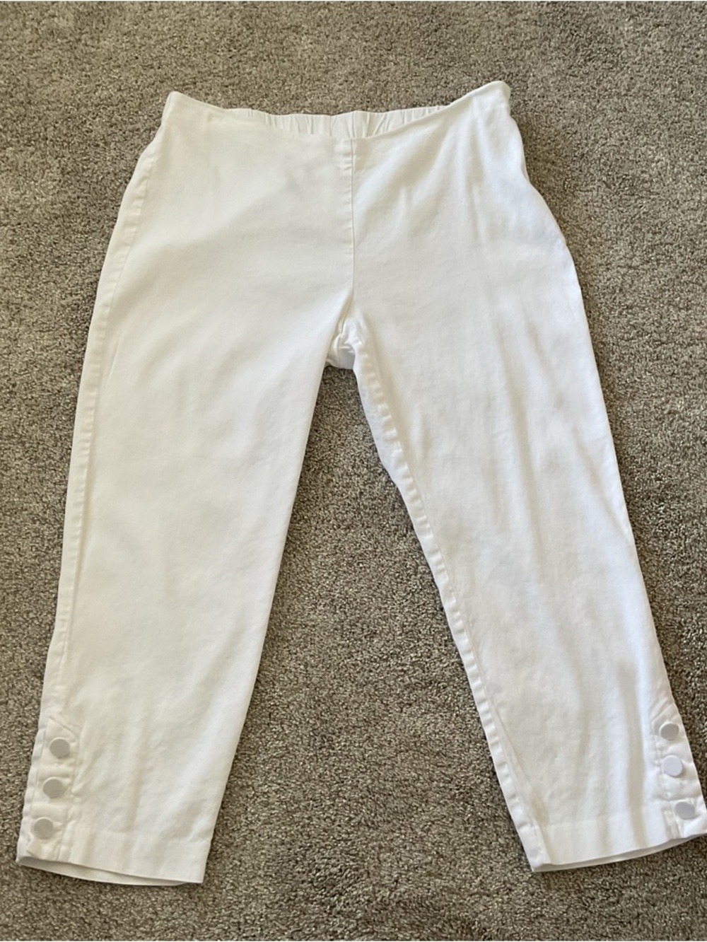 J Jill White Linen Blend Stretch Crop Pants MP